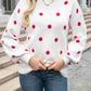 Woven Right Polka Dot Round Neck Dropped Shoulder Sweater