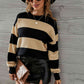 Two-Tone Round Neck Dropped Shoulder Sweater - Deals DejaVu