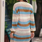 Full Size Striped Long Sleeve Openwork Cardigan