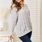Woven Right Cable-Knit Hooded Sweater - Deals DejaVu