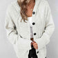 Button Up Drawstring Long Sleeve Hooded Cardigan