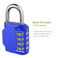 2Pcs/set Heavy Duty 4 Dial Digit Combination Lock - Weatherproof Security Padlock -Safely Code Lock Black Sliver (LT6)
