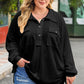 Plus Size Half Button Collared Neck Long Sleeve Blouse