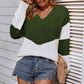 Color Block V-Neck Sweater - Deals DejaVu