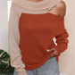 Asymmetrical Long Sleeve Two-Tone Cutout Sweater