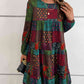 Patchwork Round Neck Long Sleeve Dress (MWBT) T - Deals DejaVu