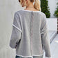 Round Neck Dropped Shoulder Sweater - Deals DejaVu
