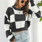 Color Block Round Neck Dropped Shoulder Sweater - Deals DejaVu