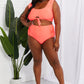 Marina West Swim Sanibel Crop Swim Top and Ruched Bottoms Set in Coral (TB9D) T