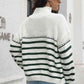 Striped Turtleneck Drop Shoulder Sweater - Deals DejaVu