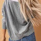 Double Take Color Block V-Neck Ribbed Trim Sweater