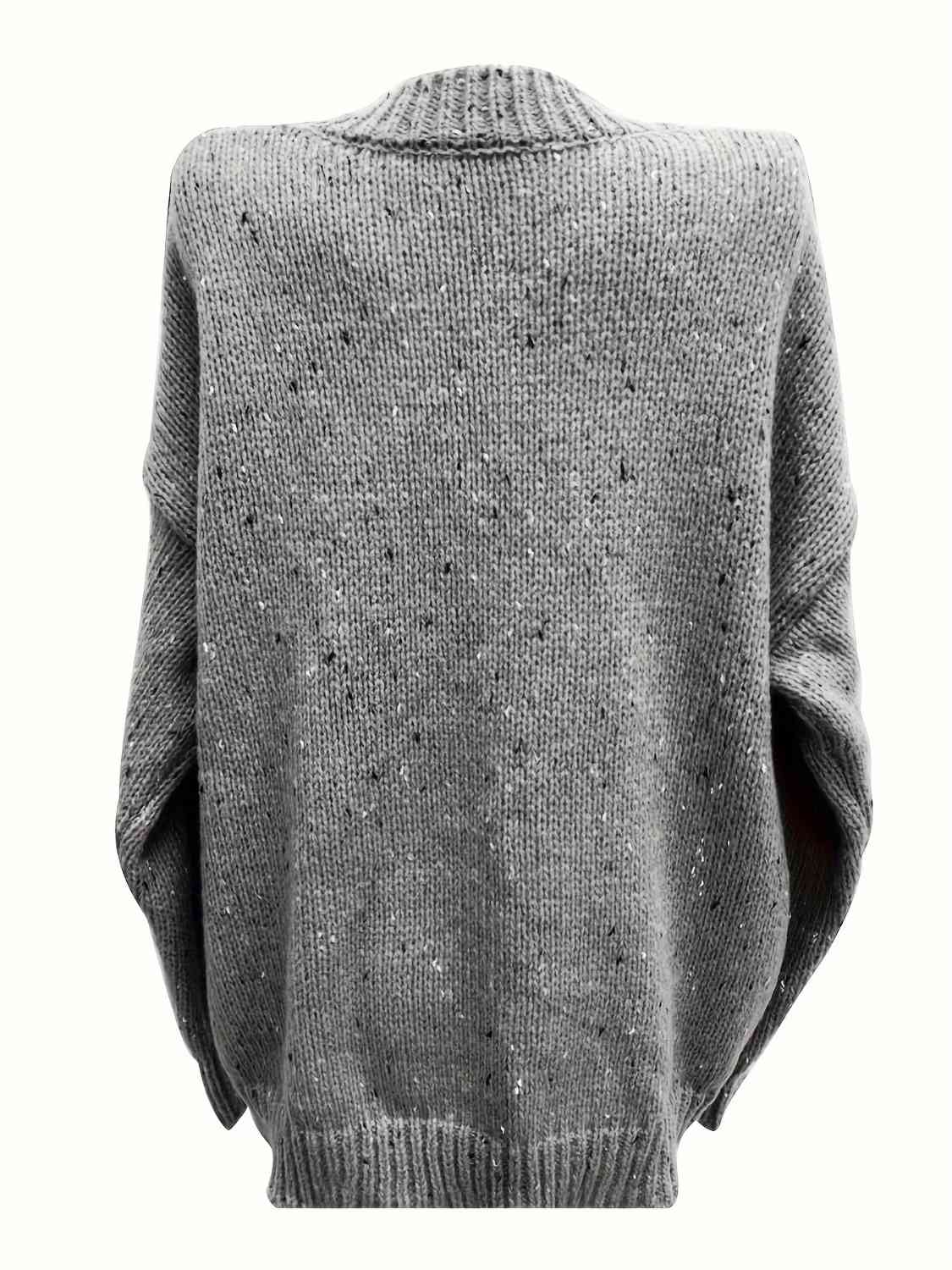 Plus Size Mock Neck Dropped Shoulder Sweater