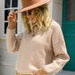 Chevron Ribbed Trim Dropped Shoulder Knit Pullover