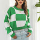 Color Block Round Neck Dropped Shoulder Sweater - Deals DejaVu