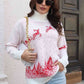 Reindeer & Snow Pattern Turtle Neck Pullover Sweater - Deals DejaVu