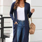 Open Front Slit Cardigan with Pockets