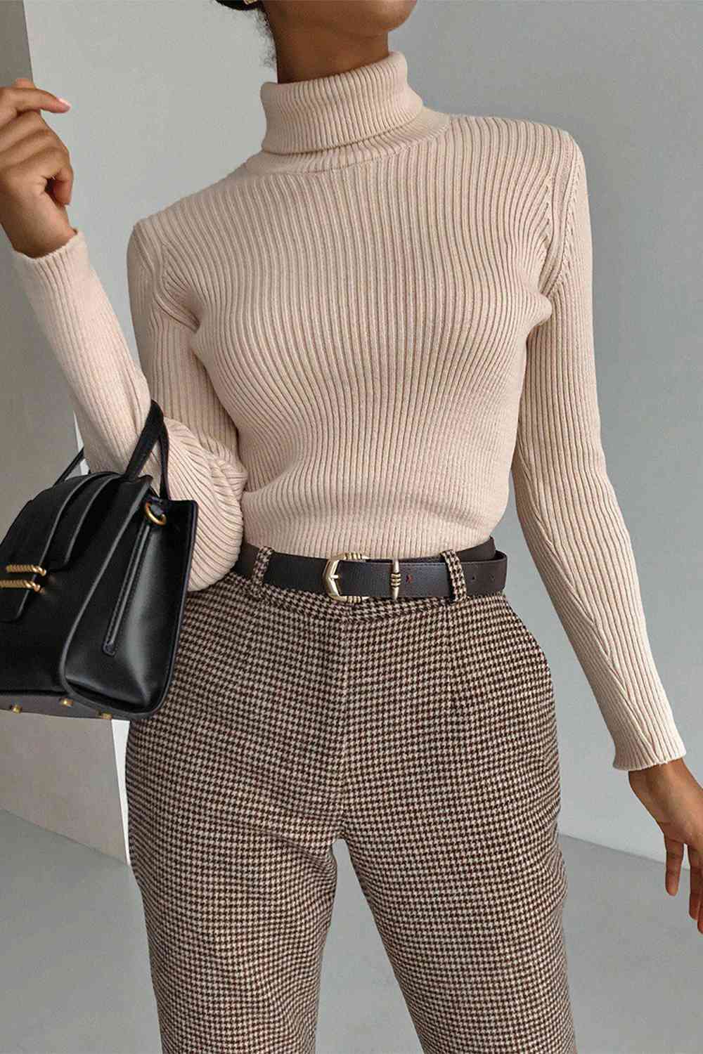 Ribbed Turtle Neck Long Sleeve Sweater - Deals DejaVu