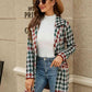 Double Take Printed Open Front Lapel Collar Cardigan with Pockets - Deals DejaVu