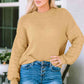 Round Neck Dropped Shoulder Waffle-Knit Sweater
