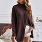Exposed Seam Mock Neck Slit Sweater - Deals DejaVu
