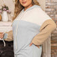 Plus Size Color Block Drawstring Long Sleeve Hoodie
