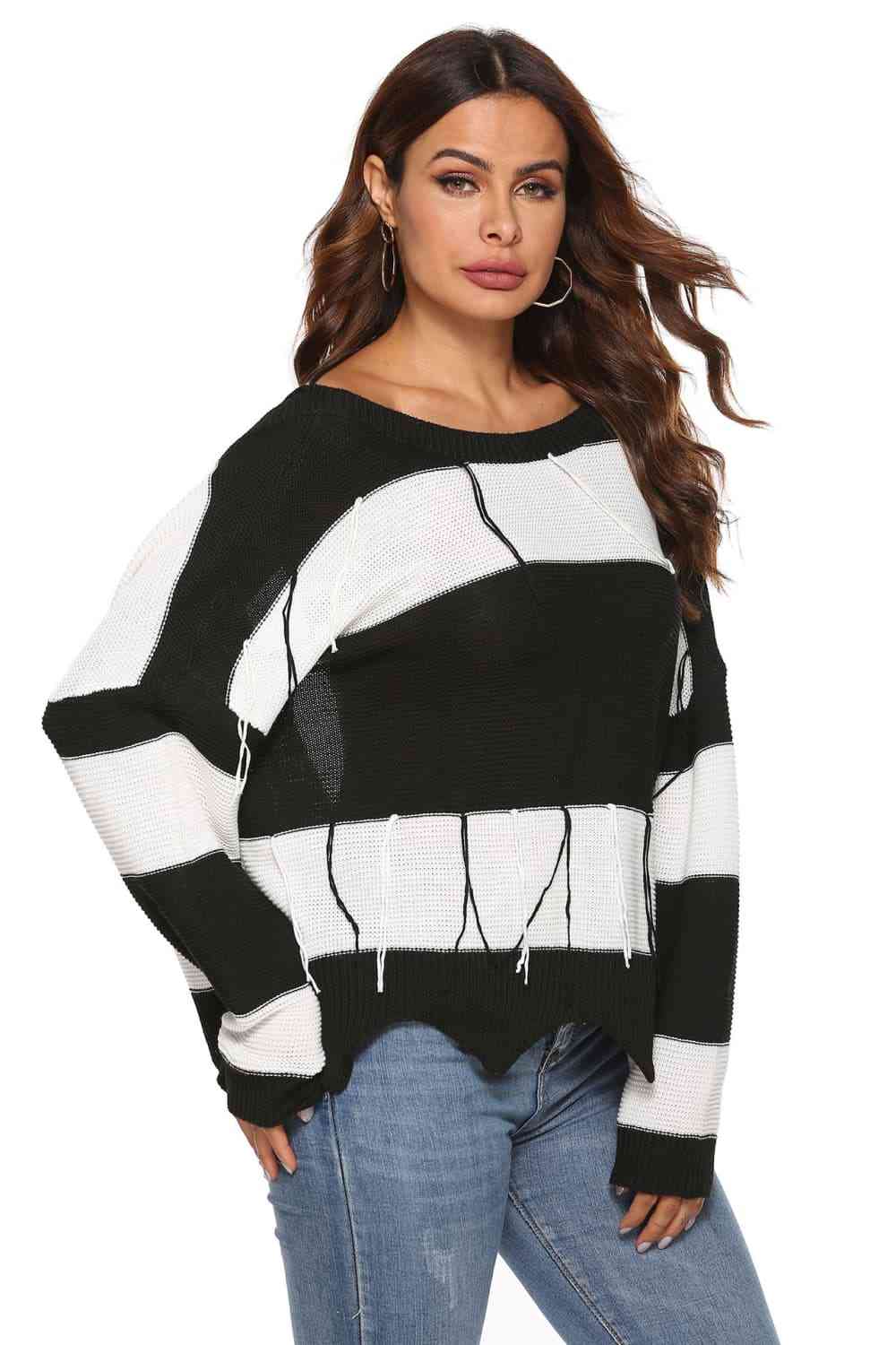 Color Block Backless Long Sleeve Sweater - Deals DejaVu