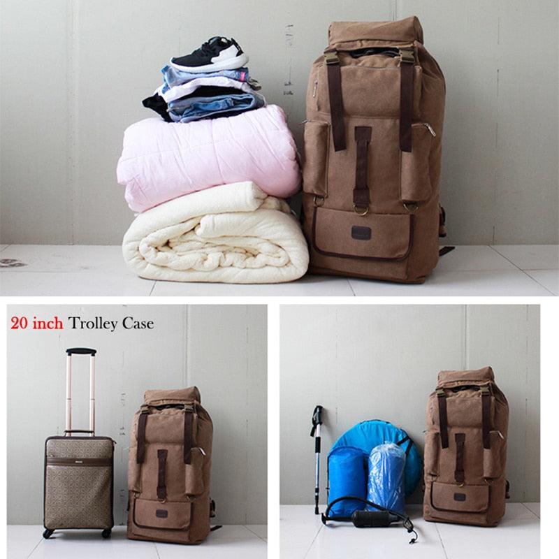 Large Capacity Travel Bag -Hiking Backpack - Canvas Drawstring Trekking Camping Bag (LT3)(F78)