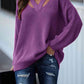 Full Size Cutout V-Neck Rib-Knit Sweater - Deals DejaVu