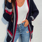 Open Front Striped Long Sleeve Cardigan - Deals DejaVu