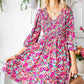 Floral Smocked V-Neck Flounce Sleeve Dress (MWBT) T - Deals DejaVu