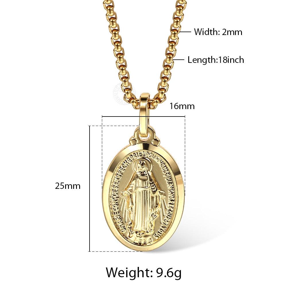Mens Gold Chain With Virgin Mary Necklace, 18k Gold Chain Necklace, Unisex  Boyfriend Necklace, Gift Necklace for Him, Anti Tarnish Jewelry - Etsy