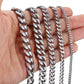 3-11mm Men's Curb Chain Necklace - Silver Color Stainless Steel Curb - Punk Classic Jewelry (2U83)
