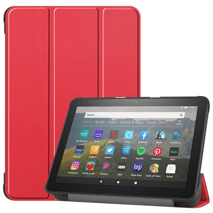 3 Fold Leather Stand Shell For Amazon Fire HD 8 Plus 2020 Cover For New Kindle Fire HD 8 2020 Case & Tempered Glass Film (D47)(TLC3)(TLC4)