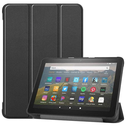 3 Fold Leather Stand Shell For Amazon Fire HD 8 Plus 2020 Cover For New Kindle Fire HD 8 2020 Case & Tempered Glass Film (D47)(TLC3)(TLC4)