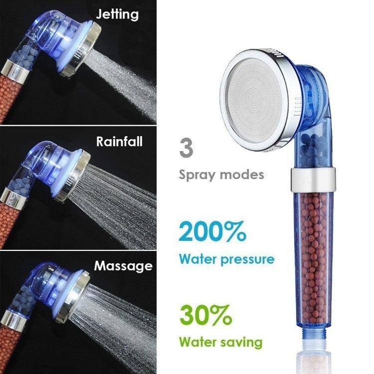 3 Function Adjustable Anion Spa Water Saving Shower Head Jetting Shower Filter High Pressure (B&3)(1U65)