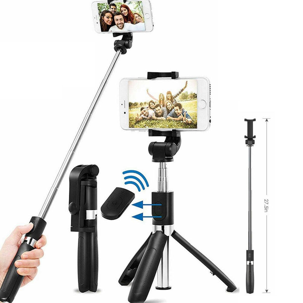 3 In 1 Portable BT Selfie Stick Remote Control Foldable Mini Tripod Extendable Monopod For Phone Photo Shooting Live Holder (RS)(1U50)