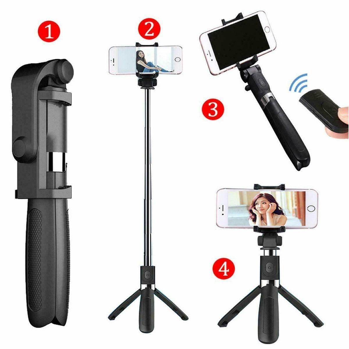 3 In 1 Portable BT Selfie Stick Remote Control Foldable Mini Tripod Extendable Monopod For Phone Photo Shooting Live Holder (RS)(1U50)