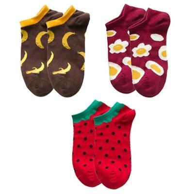 Great 3 Pairs/Set Women's Cotton Funny Ankle Socks - Print Animal Cartoon Hip hop Socks (2WH1)