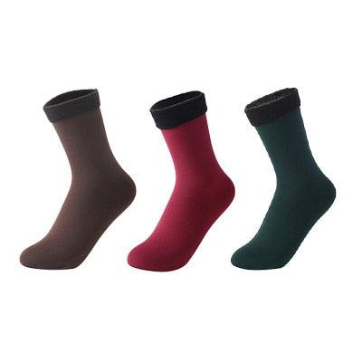 Great 3 Pairs Women's Winter Warm Socks - Thicken Thermal Socks - Solid Color (D87)(2WH1)(3WH1)
