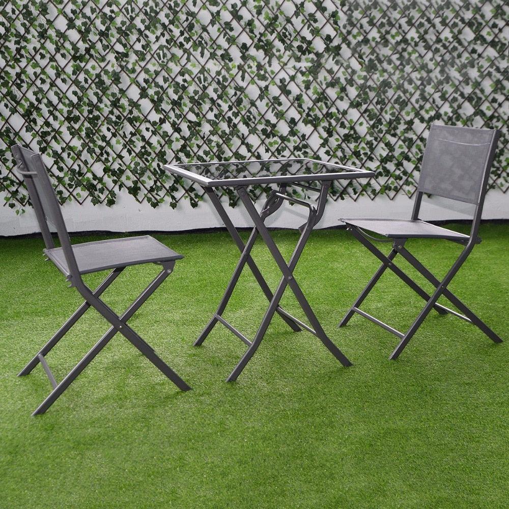 3 Pcs Bistro Set Garden Backyard Table Chairs Outdoor Patio Furniture Folding (FW1)(1U67)(F67)