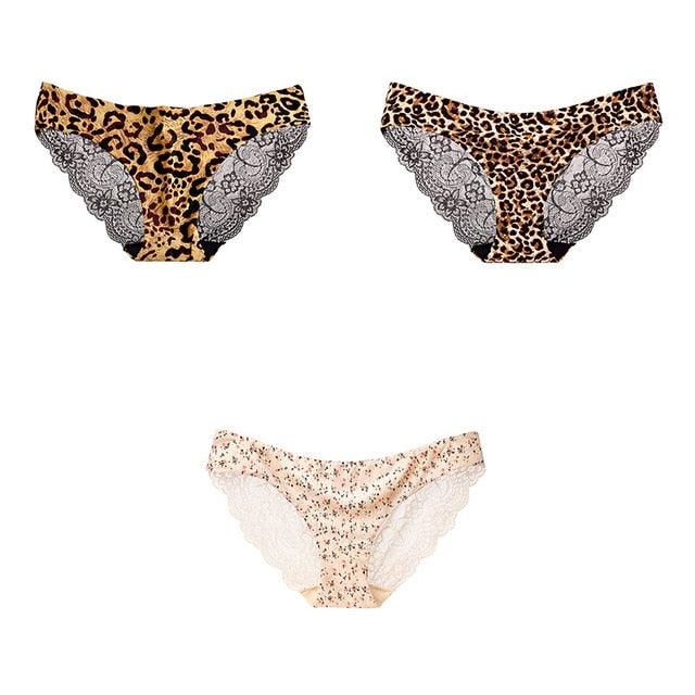 Trending 3 Pcs Women's Panties Underwear - Leopard Sexy Lace Briefs Sexy Underwear (TSP4)(TSP1)(F28)