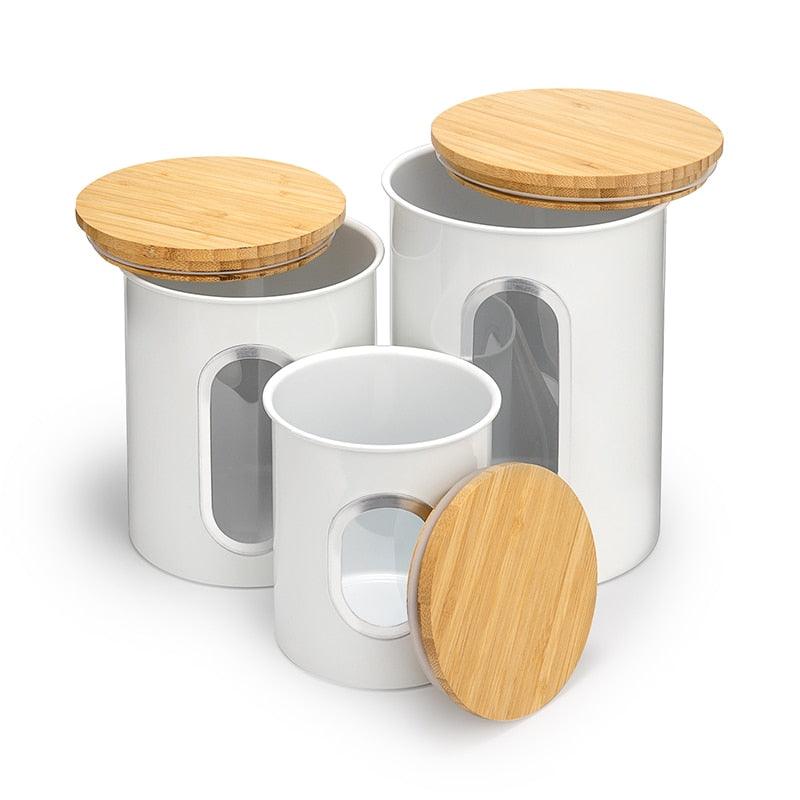 3 Pcs Storage Bin Food Container - Snack Canister Set Coffee Bean Tea Sugar Box (AK8)(1U61)