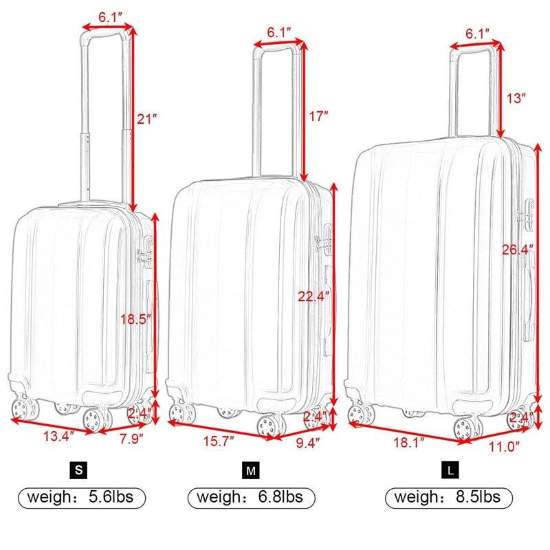 3 Piece Set 100% ABS Luggage Set - Traveling Luggage Bags with Wheels (1U78)(LT1)(LT2) (1U78)