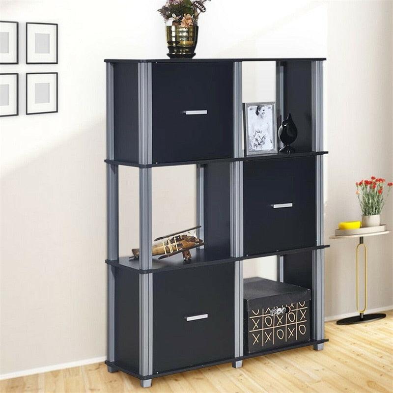 3 Tiers 6 Cubes Storage Cabinet Shelf Bookcase Durable and Sturdy MDF Board Stylish (FW5)(1U67)(F67)