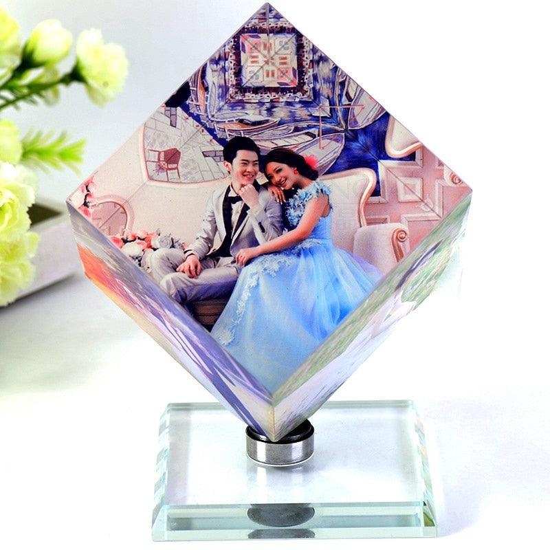 3 pictures crystal photo album color printed rotary photo frames for family friend wedding souvenir (AD3)