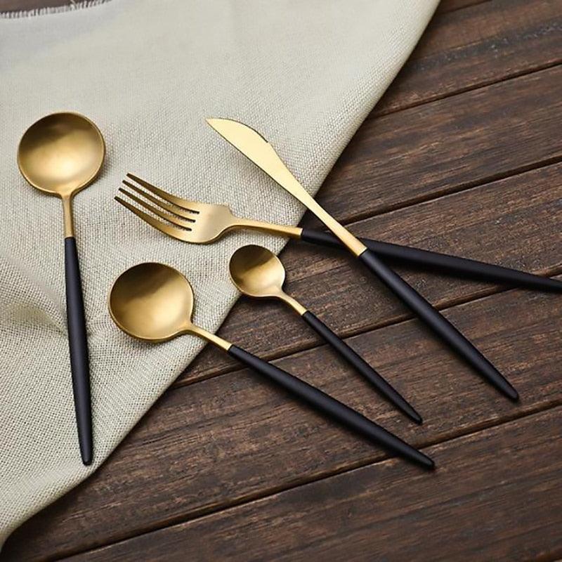 Stainless Steel Western Silverware Cutlery Set - Noble Fork Knife Dessert Dinnerware (AK6)