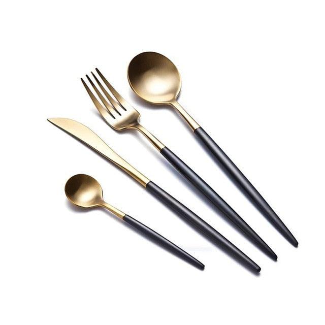 Stainless Steel Western Silverware Cutlery Set - Noble Fork Knife Dessert Dinnerware (AK6)