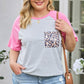 Plus Size Striped Leopard Round Neck T-Shirt