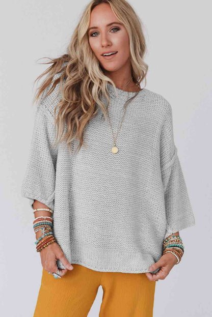 Round Neck Dropped Shoulder Sweater