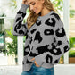 Drop Shoulder Leopard Pullover Sweater - Deals DejaVu